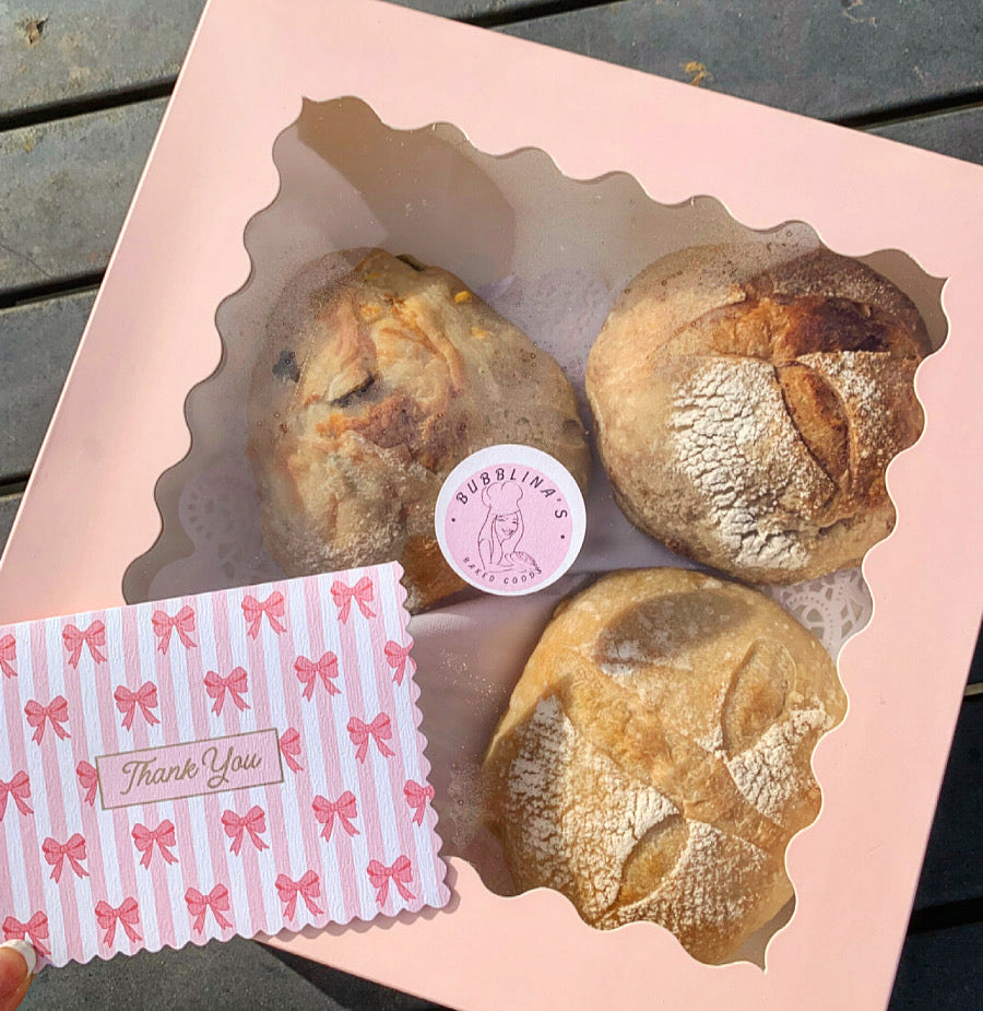 Mini sourdough loaf trio from Bubblina’s Baked Goods in Whittier, CA